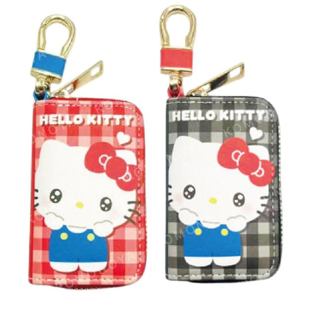 Sanrio 三麗鷗 Hello Kitty 皮質車用鑰匙包 (格紋款)