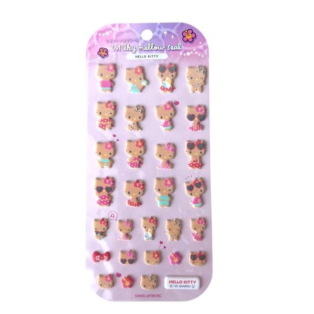Sanrio 三麗鷗 Hello Kitty 絨毛造型泡泡貼紙組 (曬黑款)