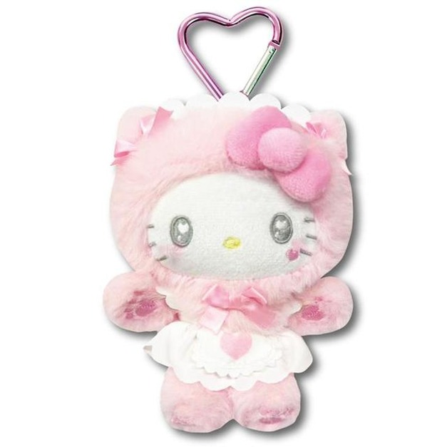 Sanrio 三麗鷗 Hello Kitty 絨毛玩偶零錢包吊飾 粉白貓咪 (貓貓女僕)