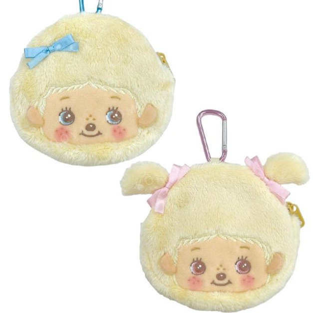 Monchhichi  絨毛造型零錢包吊飾 (金髮大臉款)
