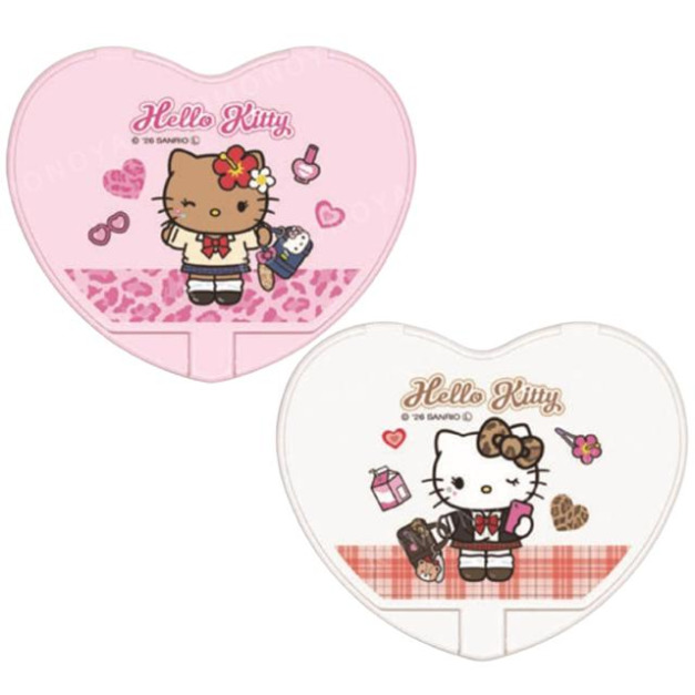 Sanrio 三麗鷗 Hello Kitty 心型隨身鏡 (豹紋/曬傷款)