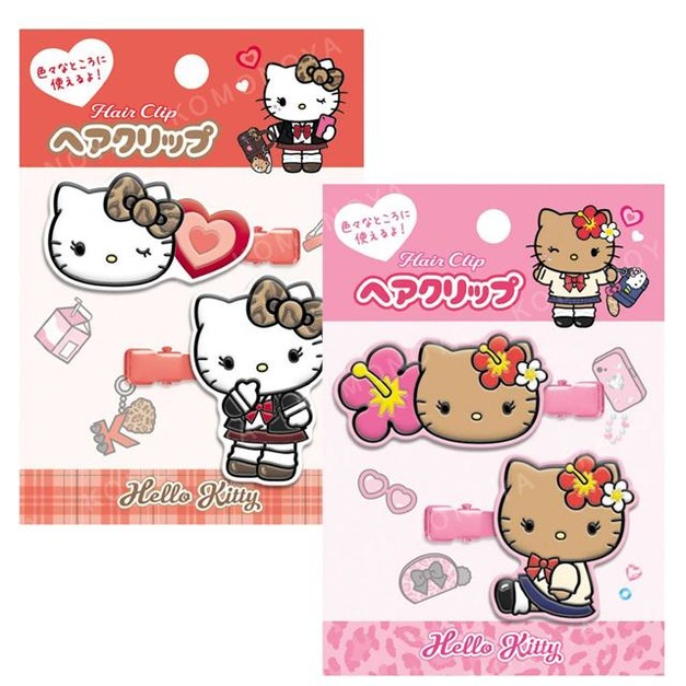 Sanrio 三麗鷗 Hello Kitty 矽膠造型髮夾2入組 (豹紋/曬傷款)