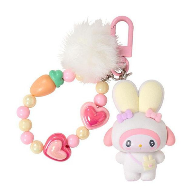 ▲新品特價 Sanrio 三麗鷗 美樂蒂 植絨公仔串珠造型鑰匙圈 (胖耳兔兔復活節)