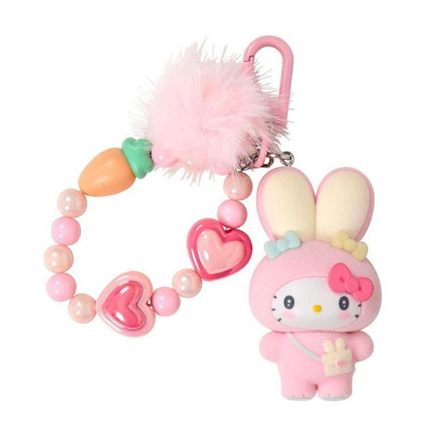 ▲新品特價 Sanrio 三麗鷗 Hello Kitty 植絨公仔串珠造型鑰匙圈 (胖耳兔兔復活節)