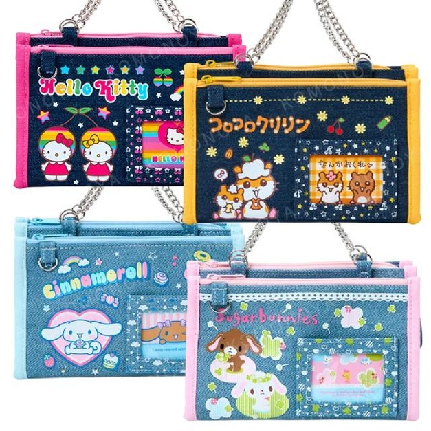 ▲新品特價【預購】Sanrio 三麗鷗 三角化妝包附鏈帶 (復古平成女兒風) Kitty 大耳狗 花小兔 可樂鈴