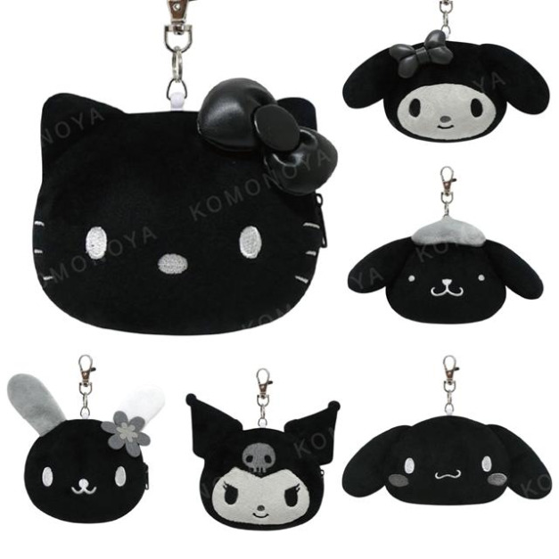 ▲新品特價 Sanrio 三麗鷗 絨毛玩偶伸縮票卡零錢包 (時髦黑白風格系列) Kitty 美樂蒂 布丁狗 花小兔