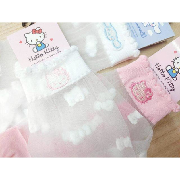 Sanrio 三麗鷗 成人棉質半透明長襪 22-24cm (半透明紗款) Kitty 大耳狗