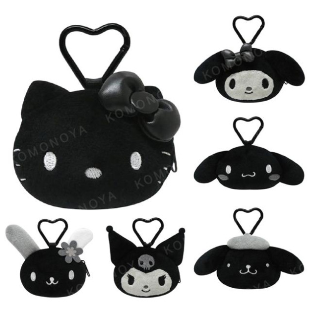 ▲新品特價 Sanrio 三麗鷗 絨毛造型零錢包吊飾 (時髦黑白風格系列) Kitty 美樂蒂 布丁狗 花小兔