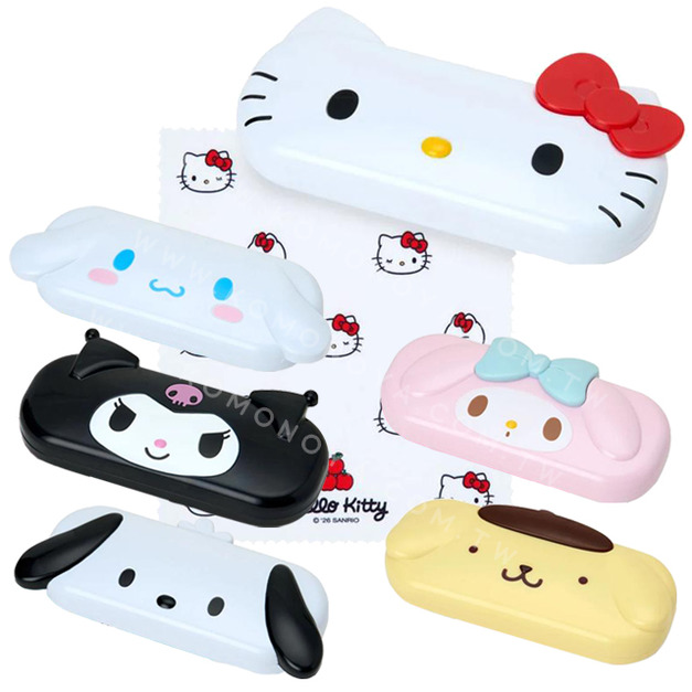 ⭐獨家特價 Sanrio 三麗鷗 造型眼鏡盒附拭鏡布 (經典大臉款) Hello Kitty 美樂蒂 布丁狗