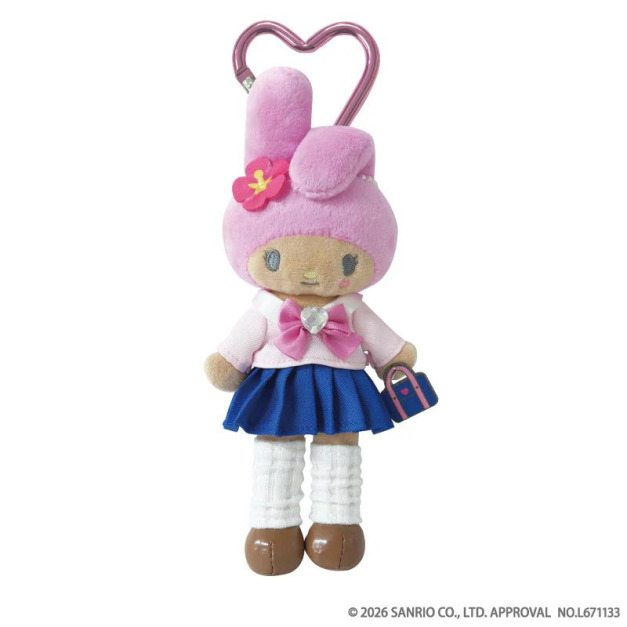 ▲免運特價【預購】Sanrio 美樂蒂 愛心扣環長腿玩偶吊飾 (黑皮制服 NIC長腿系列)
