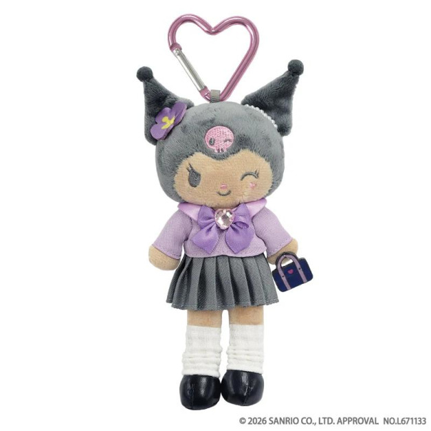 ▲免運特價【預購】Sanrio 酷洛米 愛心扣環長腿玩偶吊飾 (黑皮制服 NIC長腿系列)