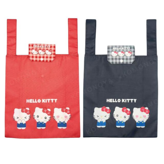 Sanrio 三麗鷗 Hello Kitty 摺疊環保購物袋 (格紋表情款)