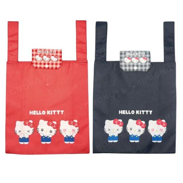 Sanrio 三麗鷗 Hello Kitty 摺疊環保購物袋 (格紋表情款)