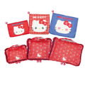 Sanrio 三麗鷗 Hello Kitty 旅行收納包6入組 紅 (格紋表情款)