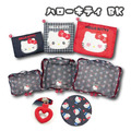 Sanrio 三麗鷗 Hello Kitty 旅行收納包6入組 黑 (格紋表情款)_1