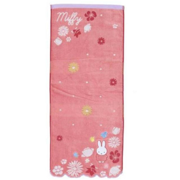 米飛兔 純棉長毛巾 34x80cm (粉花卉款)