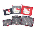 Sanrio 三麗鷗 Hello Kitty 旅行收納包6入組 黑 (格紋表情款)