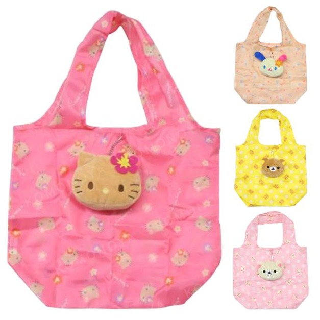 Sanrio 三麗鷗 絨毛玩偶造型環保購物袋 (大臉款) Kitty 花小兔 拉拉熊