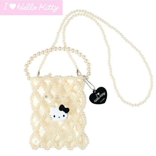 ▲新品特價 Sanrio 三麗鷗 Hello Kitty 珍珠串珠手提包 斜背包 小廢包 (I Love Hello Kitty)