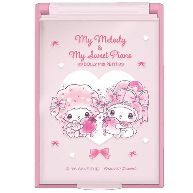 Sanrio 三麗鷗 x DOLLYMIX 美樂蒂 Piano 塑膠方形隨身鏡 (夢幻草莓蛋糕)