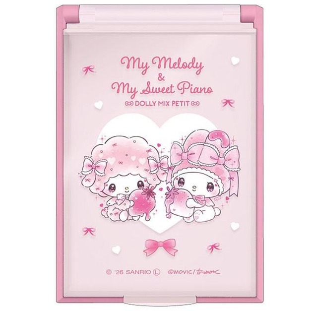 Sanrio 三麗鷗 x DOLLYMIX 美樂蒂 Piano 塑膠方形隨身鏡 (夢幻草莓蛋糕)