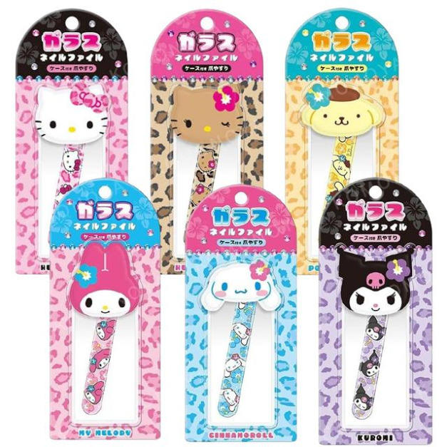 Sanrio 三麗鷗 玻璃指甲銼刀 (豹紋款) Kitty 大耳狗 美樂蒂 布丁狗