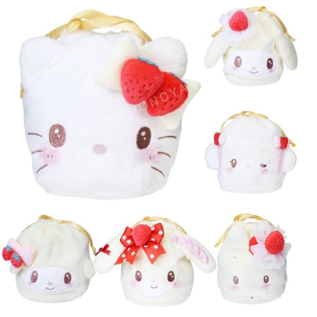 Sanrio 三麗鷗 絨毛造型束口袋 (草莓鮮奶油蛋糕)