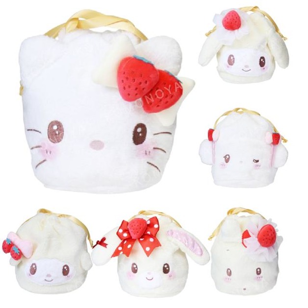 Sanrio 三麗鷗 絨毛造型束口袋 (草莓鮮奶油蛋糕)