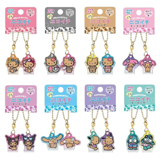 Sanrio 三麗鷗 壓克力造型磁鐵雙吊飾 (曬黑款) Kitty Mimmy 大耳狗 漢頓