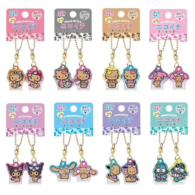 Sanrio 三麗鷗 壓克力造型磁鐵雙吊飾 (曬黑款) Kitty Mimmy 大耳狗 漢頓