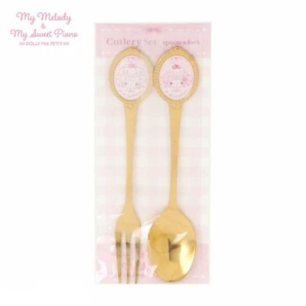 Sanrio 三麗鷗 x DOLLYMIX 美樂蒂 Piano 不鏽鋼造型叉匙2入組 (夢幻草莓蛋糕)