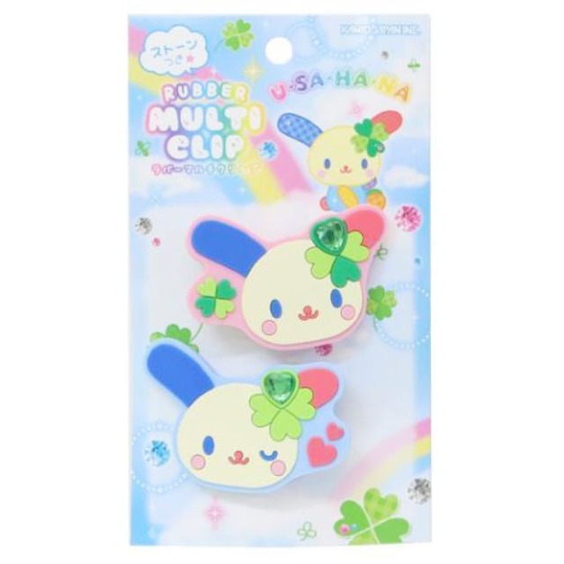 Sanrio 三麗鷗 花小兔 矽膠造型髮夾2入組 (幸運草款)