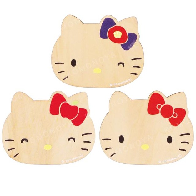 Sanrio 三麗鷗 Hello Kitty 造型木質杯墊 (和風餐具系列)