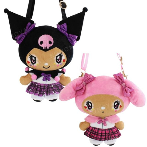 Sanrio 三麗鷗 絨毛玩偶斜背包 (古銅辣妹款) 酷洛米 美樂蒂