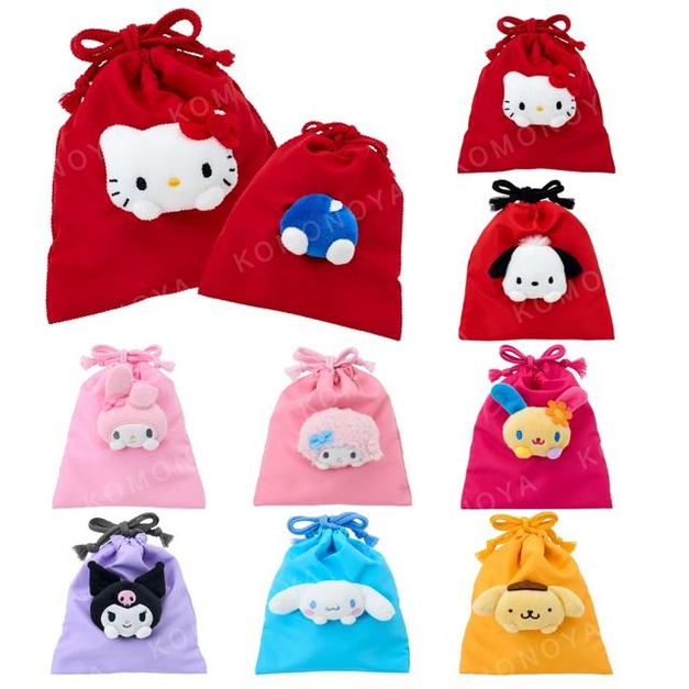 ▲新品特價【現貨+預購】Sanrio 三麗鷗 玩偶造型束口袋 (卡哇伊雜貨舖) Kitty 布丁狗 花小兔 大耳狗