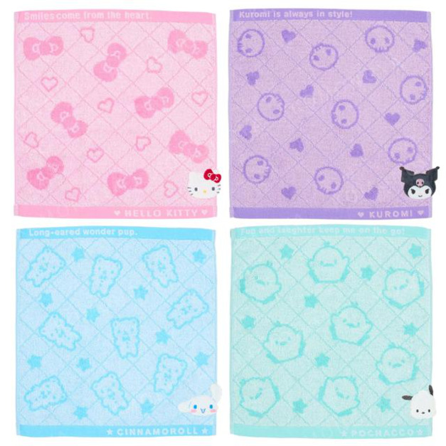 Sanrio 三麗鷗 棉質短毛巾 34x36cm (滿版款) Kitty 美樂蒂 大耳狗 酷洛米