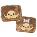 Monchhichi 絨毛方形拉鍊化妝包 (大臉款)