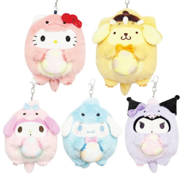 Sanrio 三麗鷗 絨毛造型伸縮票卡零錢包(恐龍裝扮款) Kitty 布丁狗 大耳狗