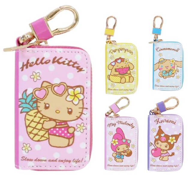 Sanrio 三麗鷗 皮質車用鑰匙包 (曬黑泳衣款) Kitty 美樂蒂 布丁狗