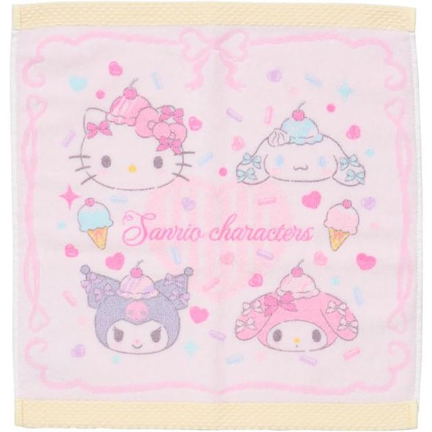 ▲新品特價【預購】Sanrio 三麗鷗大集合 棉質短毛巾 34x36cm (夏日冰淇淋專賣店)