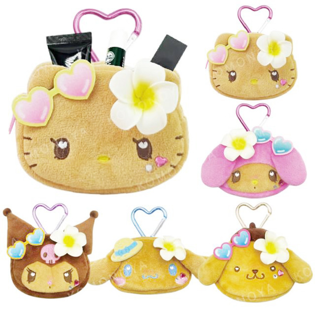 Sanrio 三麗鷗 絨毛造型零錢包吊飾 (曬黑泳衣款) Kitty 美樂蒂 布丁狗 大耳狗