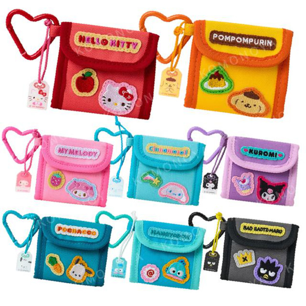 ▲新品特價 Sanrio 三麗鷗 尼龍刺繡零錢包付扣環 (燙布款) Kitty 美樂蒂 大耳狗 帕恰狗