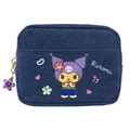 Sanrio 三麗鷗 牛仔布拉鍊化妝包 (曬黑扶桑花款) Kitty 美樂蒂 酷洛米 大耳狗_3