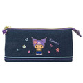 Sanrio 三麗鷗 牛仔布三角拉鍊筆袋 (曬黑扶桑花款) Kitty 美樂蒂 酷洛米 大耳狗_3