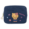 Sanrio 三麗鷗 牛仔布拉鍊化妝包 (曬黑扶桑花款) Kitty 美樂蒂 酷洛米 大耳狗_1