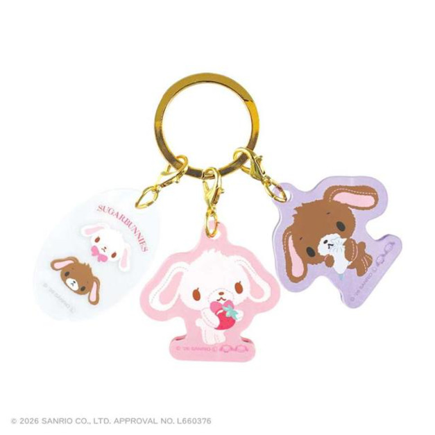 Sanrio 三麗鷗 蜜糖邦尼 壓克力三連鑰匙圈 (草莓奶油款)