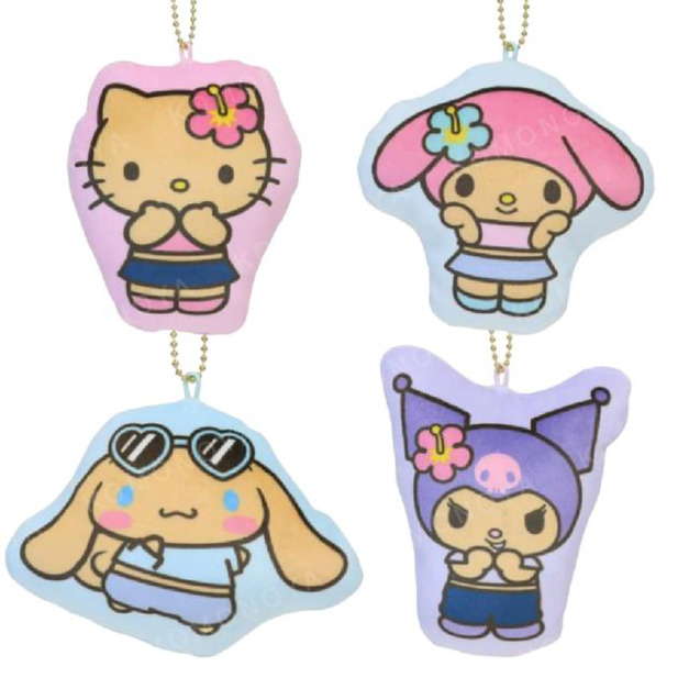 Sanrio 三麗鷗 絨毛造型零錢包吊飾 (曬黑扶桑花款) Kitty 美樂蒂 酷洛米 大耳狗
