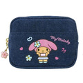 Sanrio 三麗鷗 牛仔布拉鍊化妝包 (曬黑扶桑花款) Kitty 美樂蒂 酷洛米 大耳狗_2