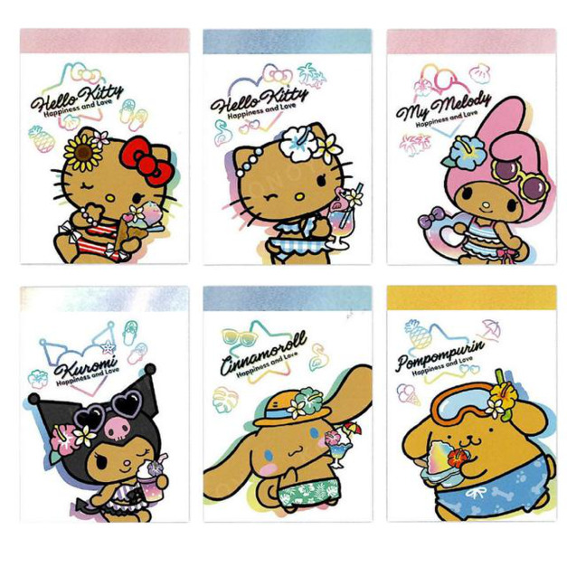 Sanrio 三麗鷗 迷你便條本 (曬黑泳衣款) Kitty 酷洛米 大耳狗 美樂蒂