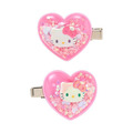 Sanrio 三麗鷗 心型流沙髮夾2入組 (大臉款) Kitty 大耳狗 酷洛米_1